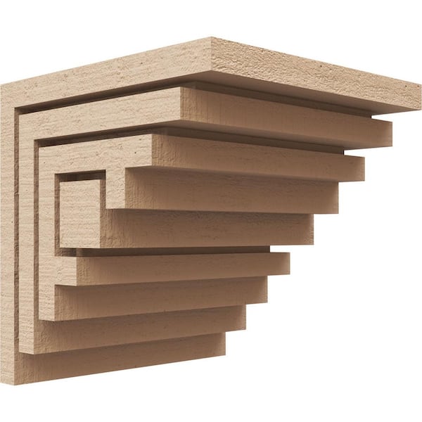 Ekena Millwork 6 in. x 6 in. x 6 in. Series 1 Wide Landon Rough Cedar Woodgrain Timberthane Polyurethane Corbel, Primed Tan