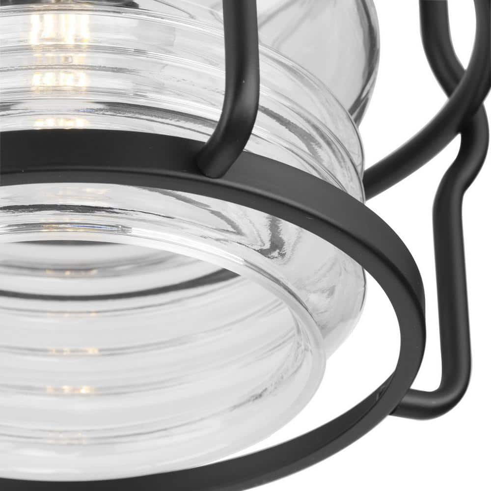 Keegan Matte Black Glass Indoor/Outdoor Flush Mount Light