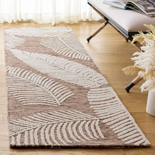 Jardin 2 ft. x 8 ft. Brown/Ivory Fuzzy Ferns Runner Rug
