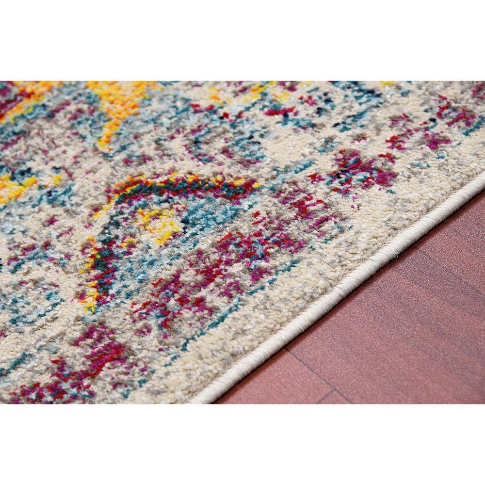 Gray and Orange Round Reversible Synthetic Area Rug