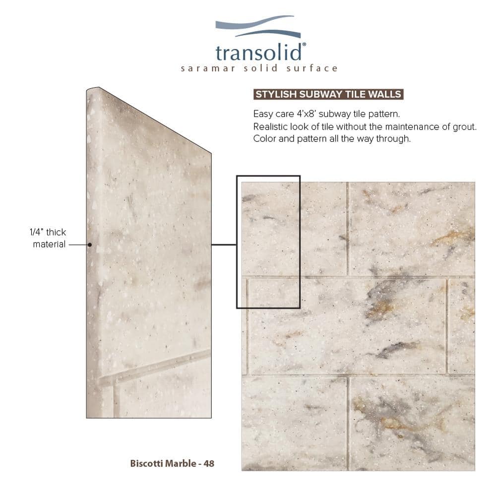 Biscotti Marble 60'' x 96'' Subway Tile Shower Wall Panels