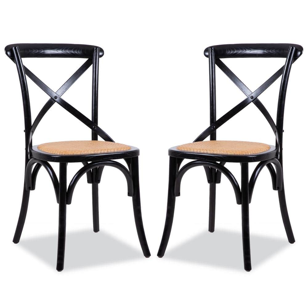 Poly and Bark Cafton Black Crossback Chair (Set of 2) HD-247-BLK