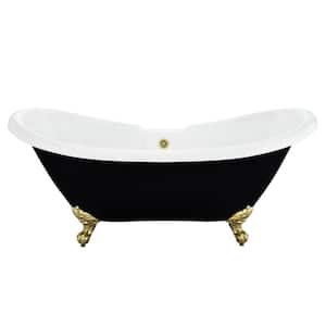 Porva 69 in. Acrylic Clawfoot Soaking Bathtub in Glossy Black