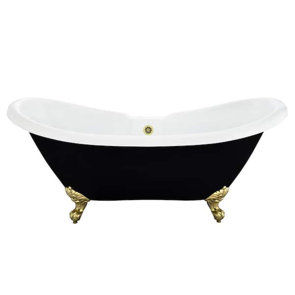 Altair Porva 69 in. Acrylic Clawfoot Soaking Bathtub in Glossy Black