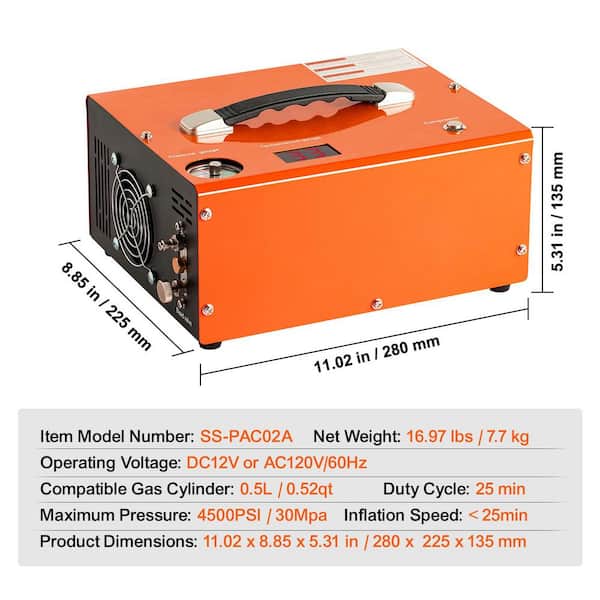 110V/220V PCP Air Compressor 4500Psi 30Mbar Pump Oil/Water-Free High Pressure Apply To Air Rifle Diving Bottle Dual-use 12V-220V - 13