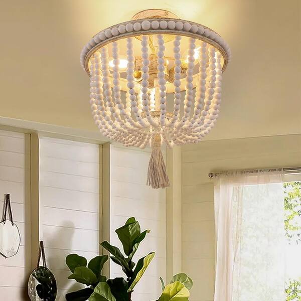 white beaded semi flush light