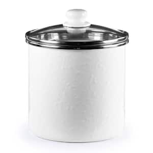 Solid Swirl Porcelain-coated Steel Enamelware Canister with Lid