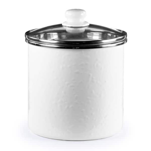 Golden Rabbit Solid Swirl Porcelain-coated Steel Enamelware Canister with Lid
