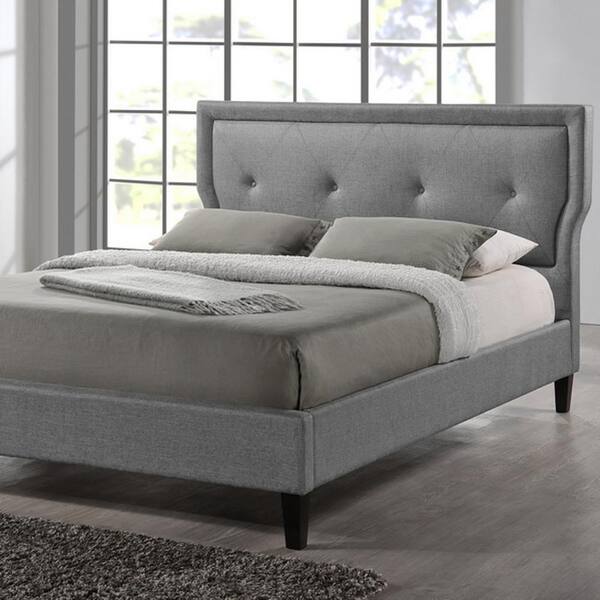 Baxton Studio Marquesa Transitional Gray Fabric Upholstered King Size Bed