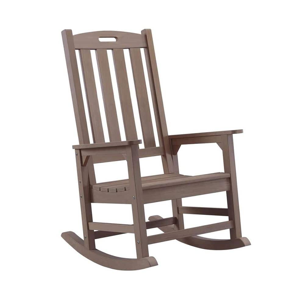 Brown Plastic Oversized Outdoor Rocking Chair