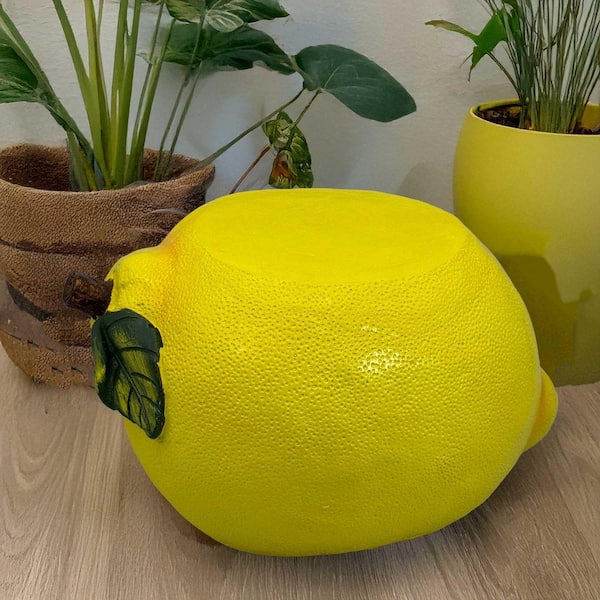 Galt International Yellow Lemon Stool Polyresin Plant Stand