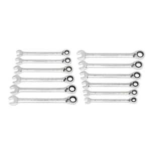 Metric 12-Point 90-Tooth Reversible Ratcheting Wrench Set with Wrench Roll (12-Piece)