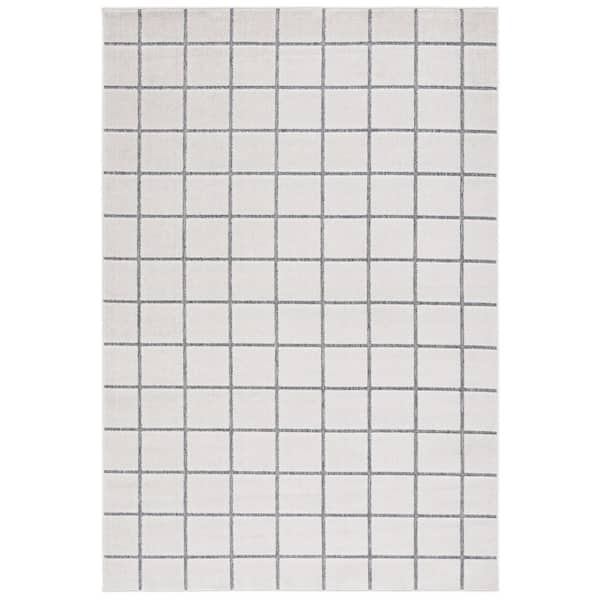 Stella Ivory/Gray 4 ft. x 6 ft. Geometric Tile Indoor/Outdoor Area Rug