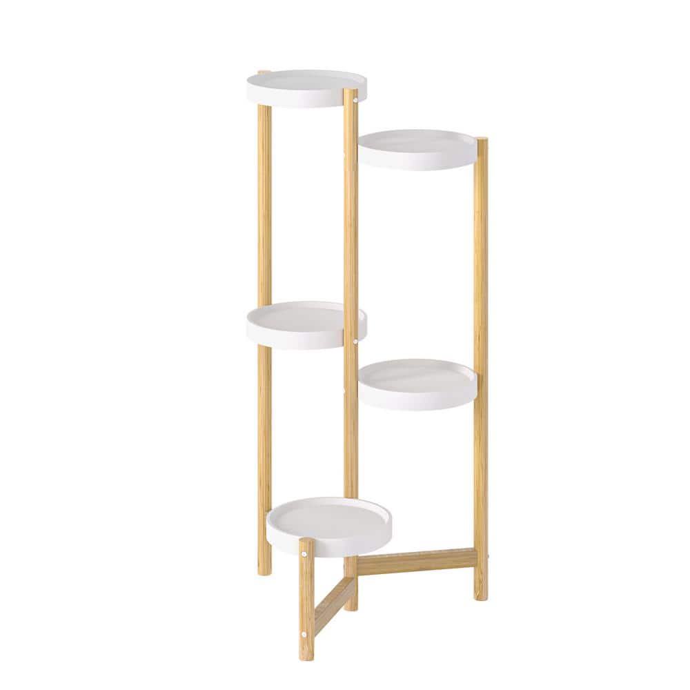 5-Tier Bamboo Plant Stand 36.6 in. Tall Flower Pot Display Shelf Holder Nor