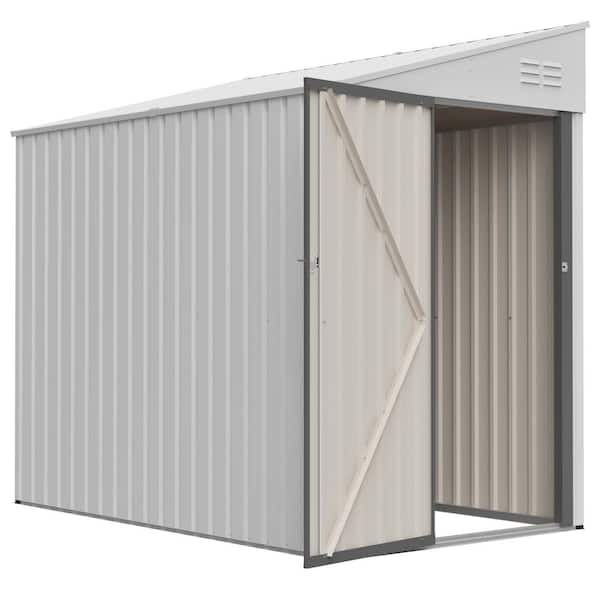 7 ft. Wide x 4 ft. Deep White Metal Storage Shed, Heavy-Duty Steel Outdoor Storage Shed (28 sq. ft.)