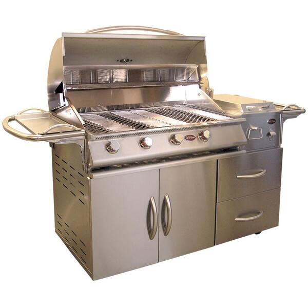 Cal Flame A La Deluxe 4-Burner Stainless Steel Propane Gas Grill Cart