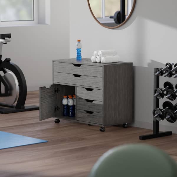 Halifax Charcoal 26.3 in. Mobile Multi Office Storage Cabinet