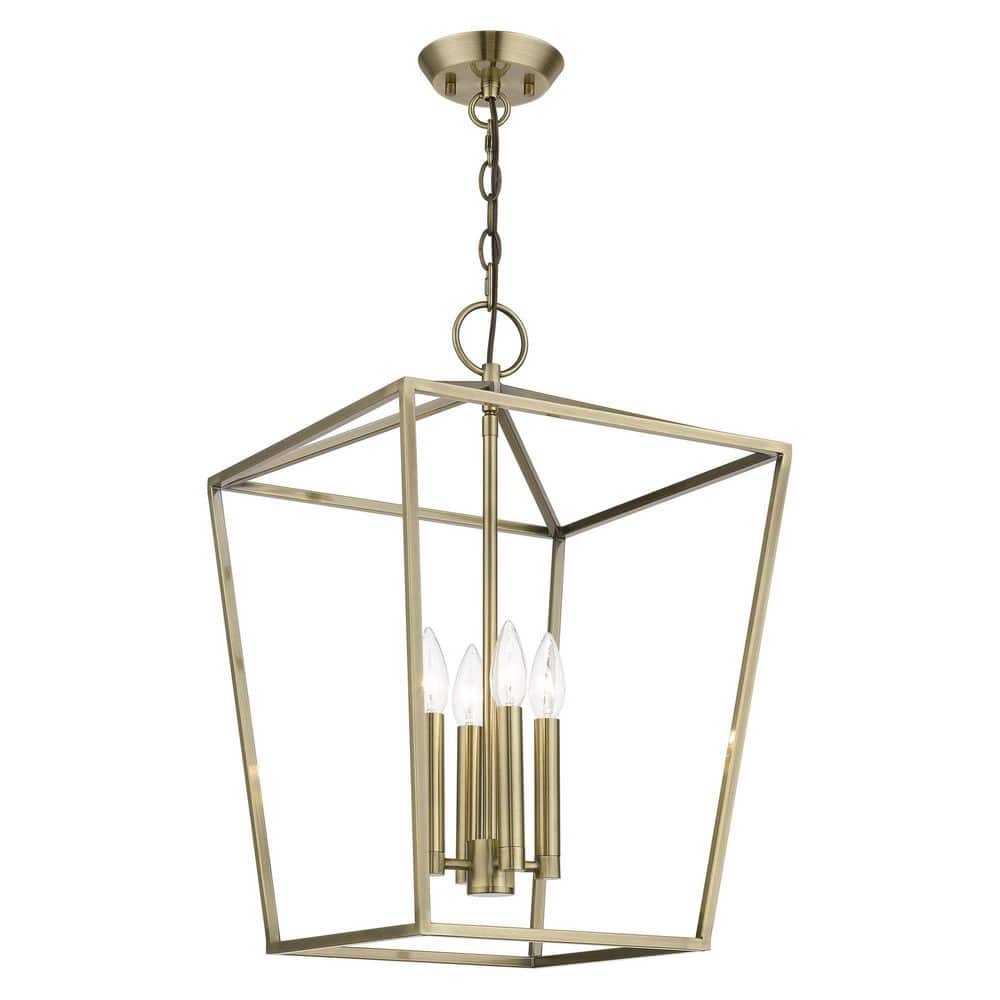 Devone Antique Brass Mini Square Frame Chandelier