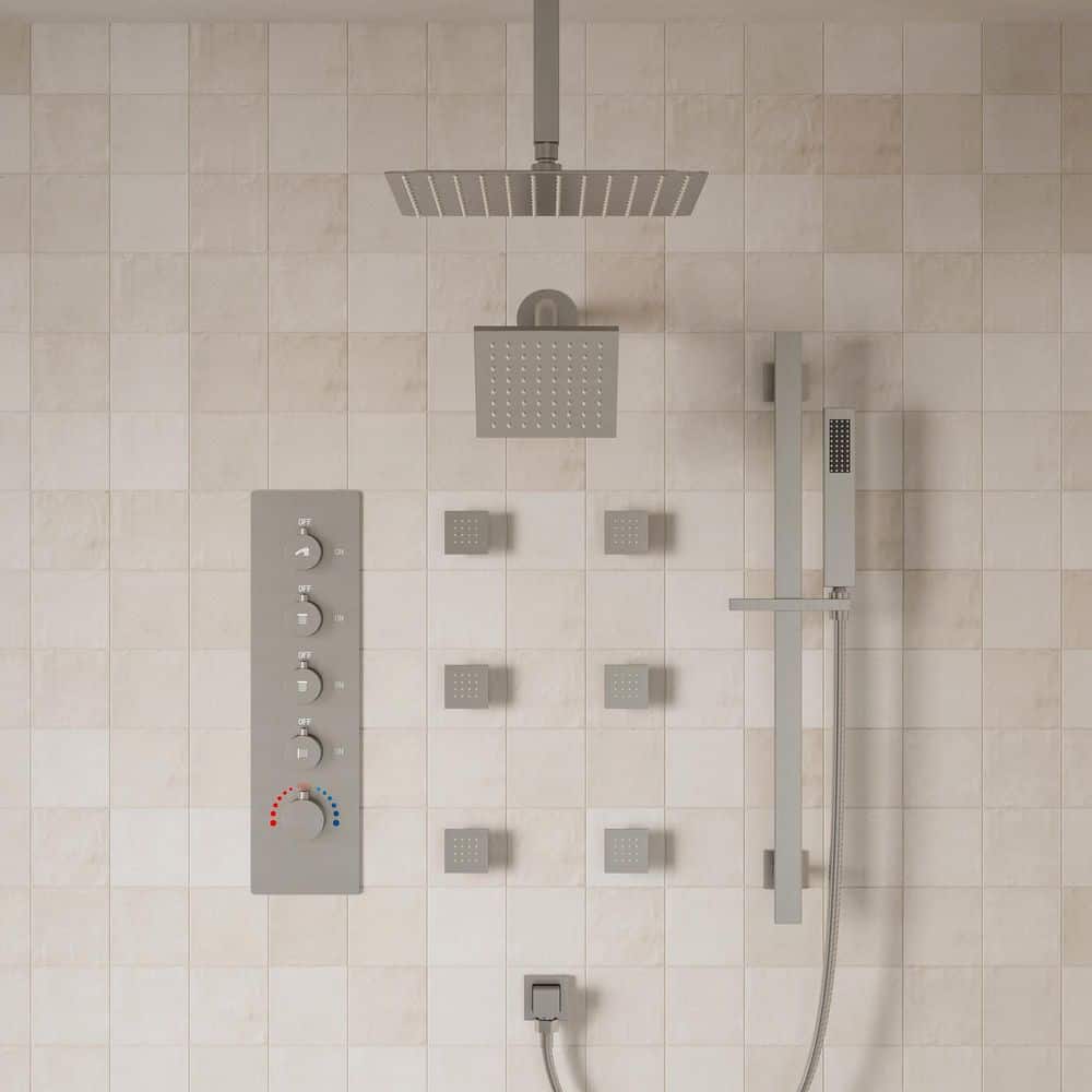 YAWWALK Thermostatic Valve 15-Spray 16 and 6 in. Dual Ceiling