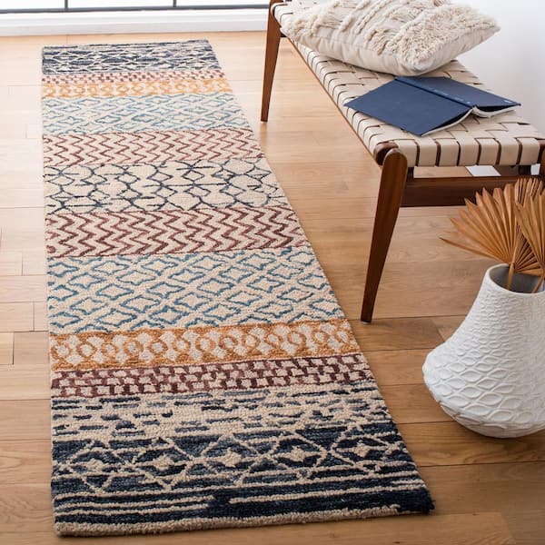 Capri 2 ft. x 21 ft. Ivory/Charcoal Geometric Striped Runner Rug
