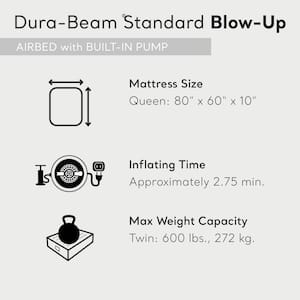 Queen Dura Beam Pillow Rest Classic Airbed Mattress with Built-In Pump