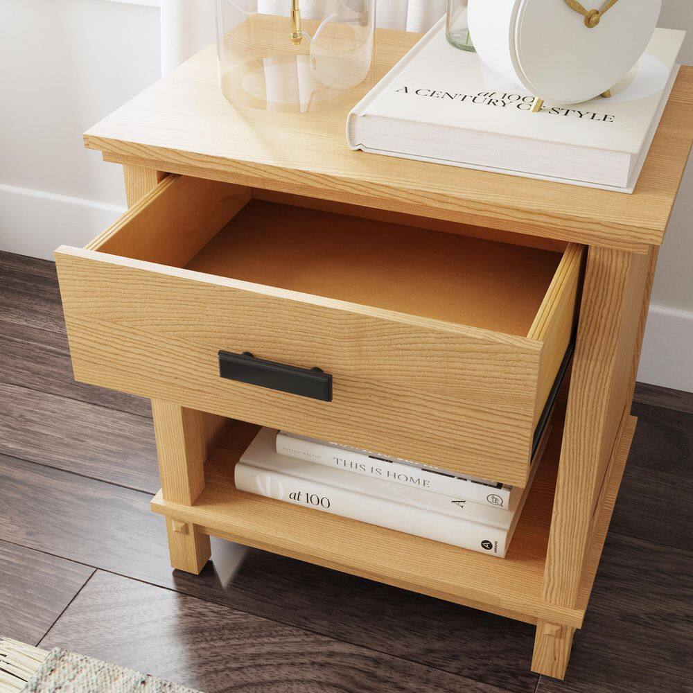 Oak Park 22" Light Oak Wood Nightstand with Drawer