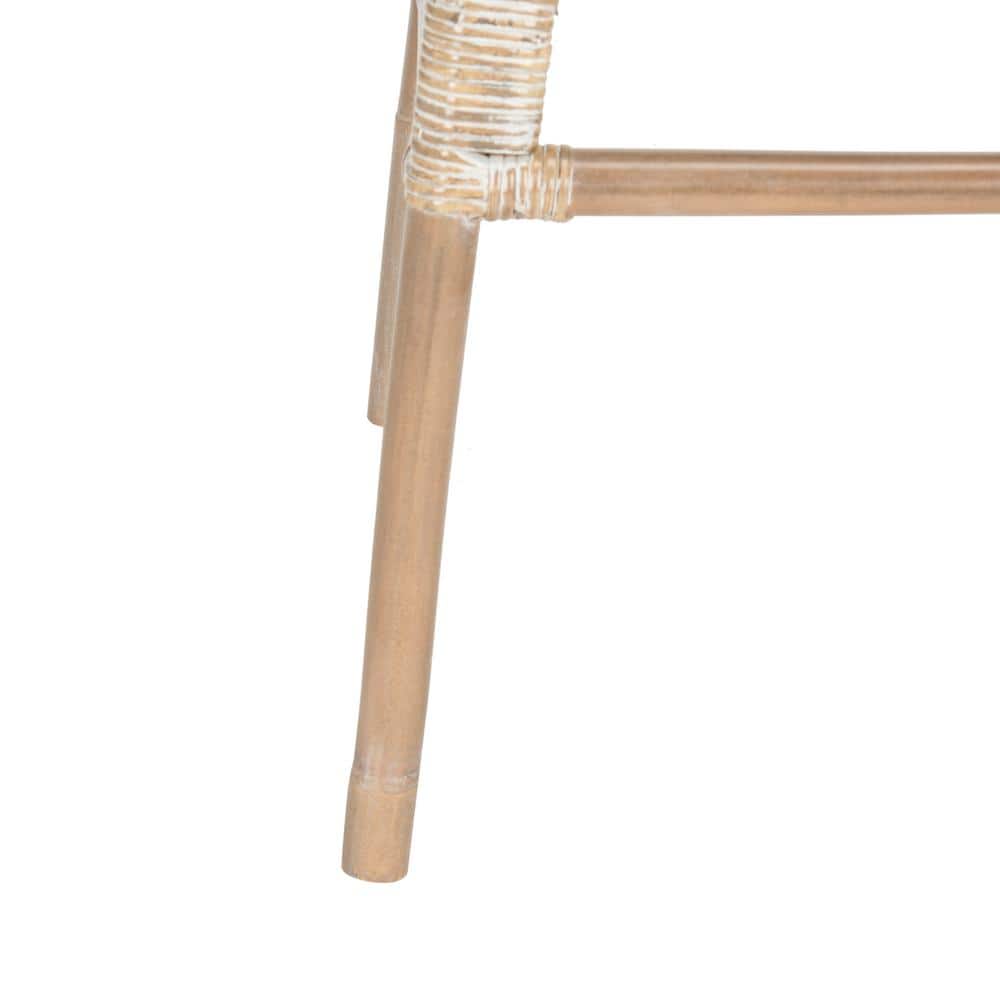 Leda Grey White Wash Rattan Saddle Bar Stool