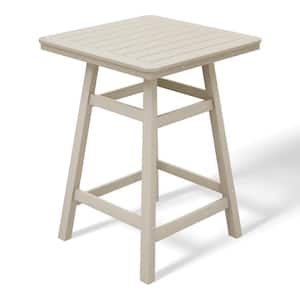 Laguna 30 in. Square HDPE Plastic Counter Height Outdoor Dining High Top Bar Table in Sand