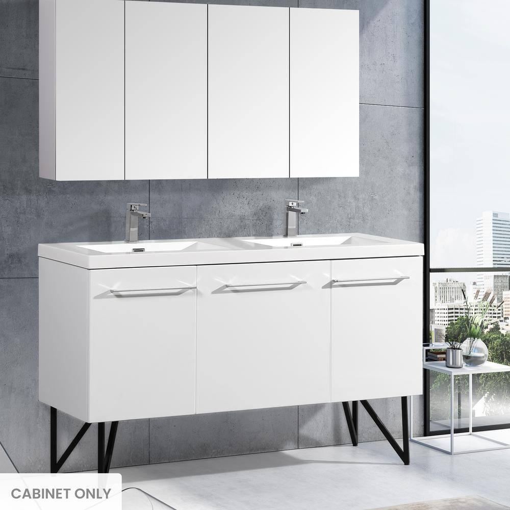 Annecy 60" Glossy White Freestanding Bathroom Vanity Base