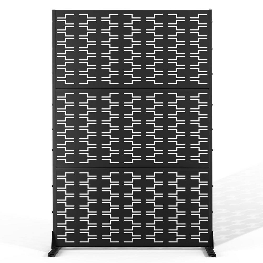 47 in. W x 72 in. H Black Balcony Metal Privacy Screen-Outdoor Privacy Screen for Deck, Porch and Garden price history on PriceWatchPro