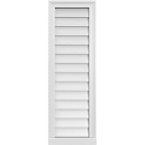 14 in. x 42 in. Vertical Surface Mount PVC Gable Vent: Decorative with Brickmould Sill Frame