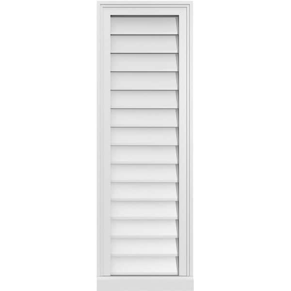 Ekena Millwork 14 in. x 42 in. Vertical Surface Mount PVC Gable Vent: Decorative with Brickmould Sill Frame