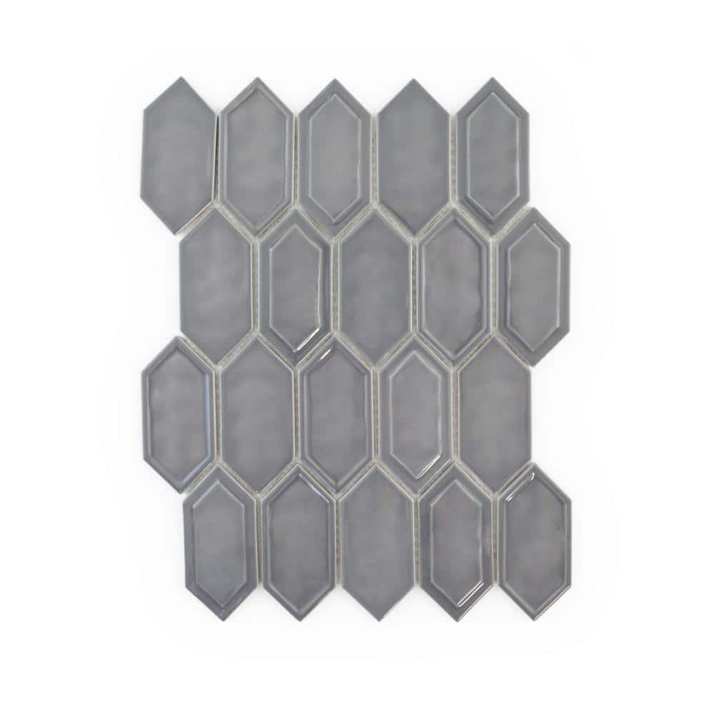 Caldera Charcoal 10 in. x 13 in. Hexagon Gloss Glass Mosaic Wall Tile (13.53 sq. ft./Case) price history on PriceWatchPro