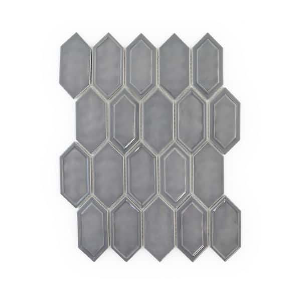 Jeffrey Court Caldera Charcoal 10 in. x 13 in. Hexagon Gloss Glass Mosaic Wall Tile (13.53 sq. ft./Case)