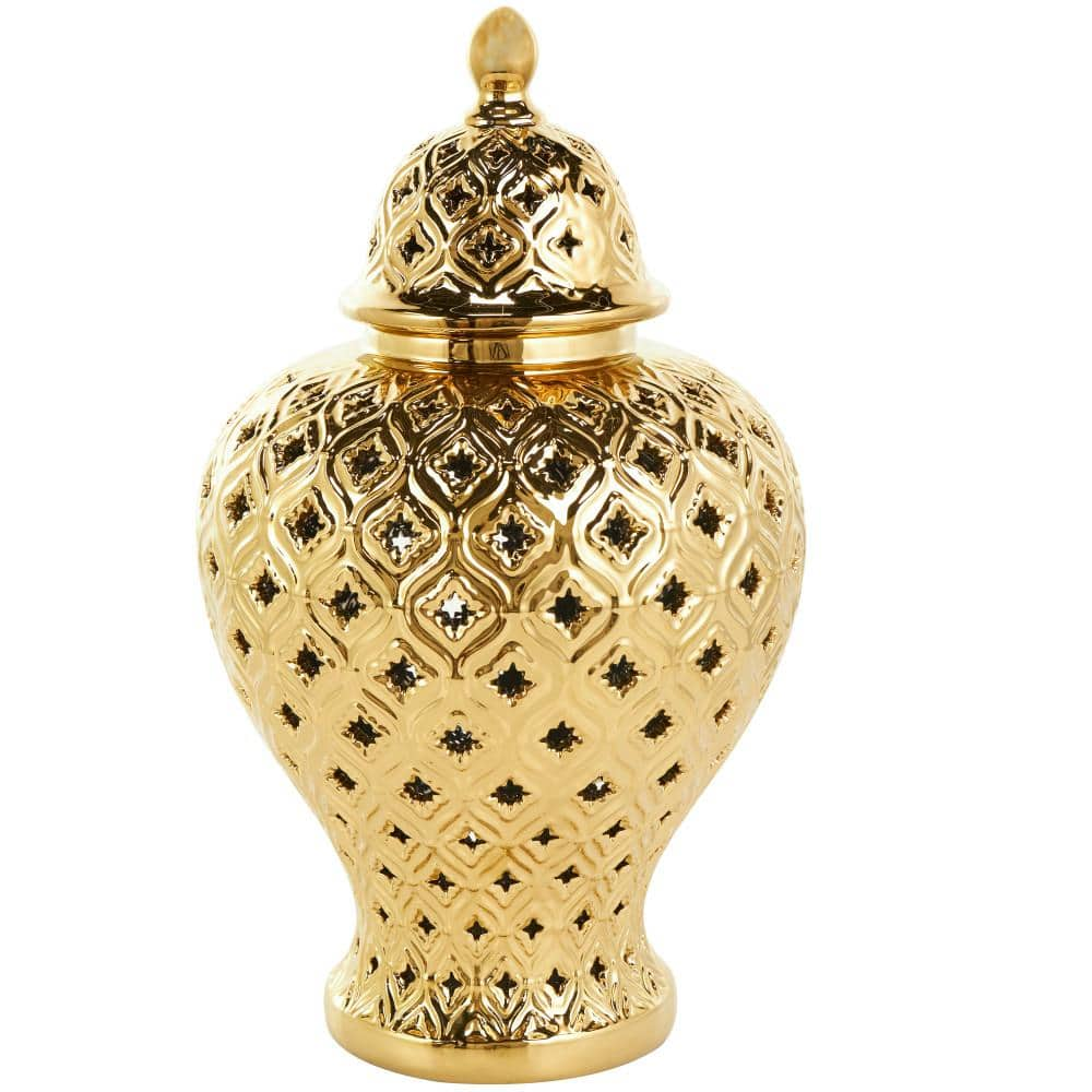 Extra Large Gold Pierced Ginger Jar