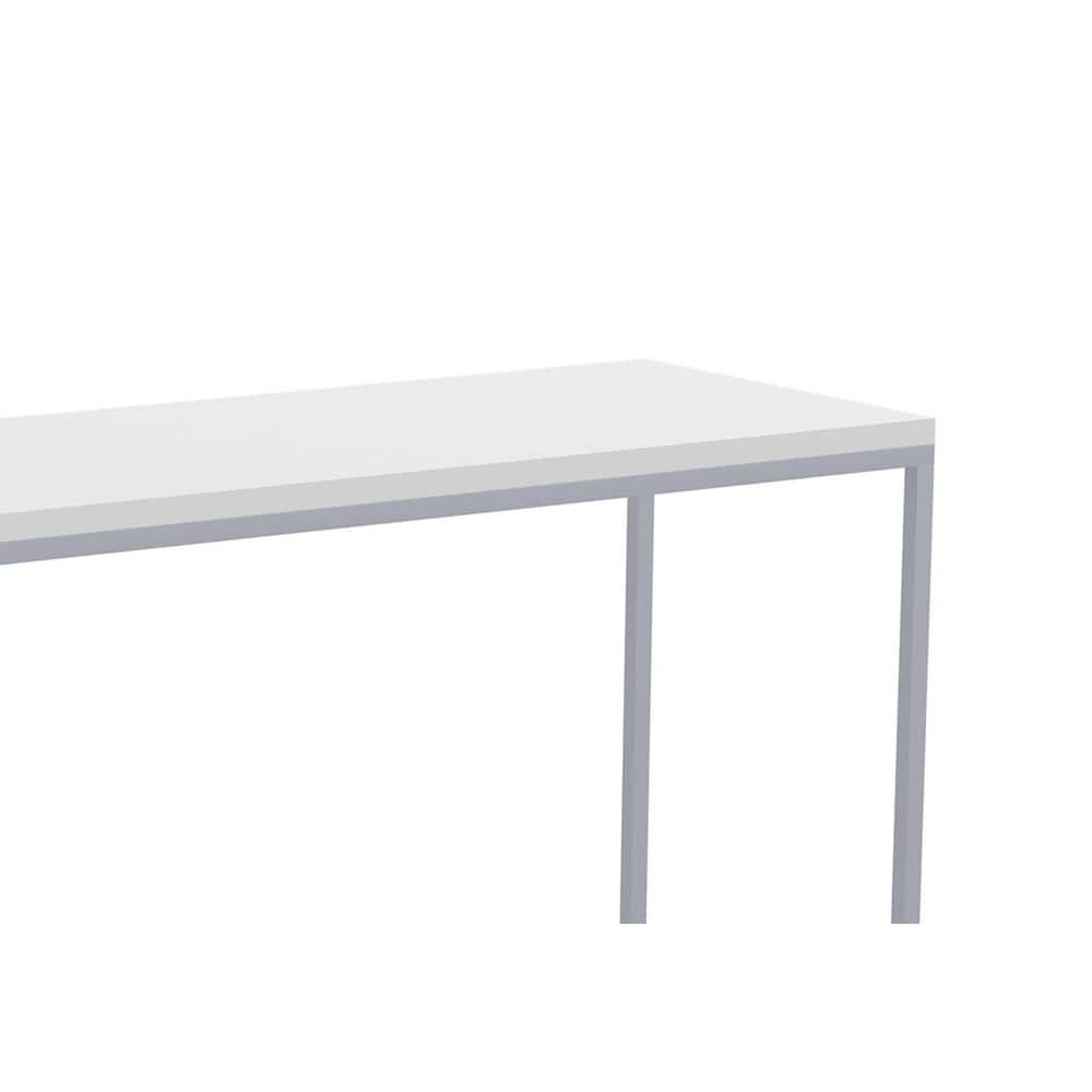 Modern White and Silver Metal Console Table with Storage