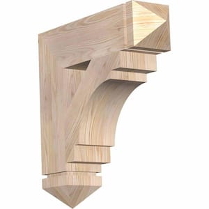 5.5 in. x 24 in. x 24 in. Douglas Fir Merced Arts and Crafts Smooth Bracket