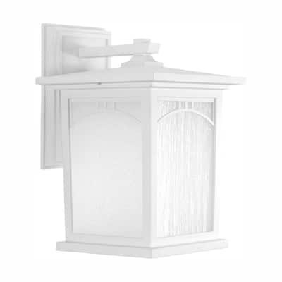 Residence Collection 1-Light 12.2 in. Outdoor Textured White LED Wall Lantern Sconce