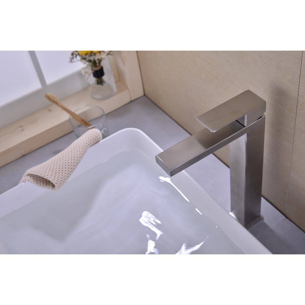 Brushed Nickel Single Handle High Arc Bathroom Faucet