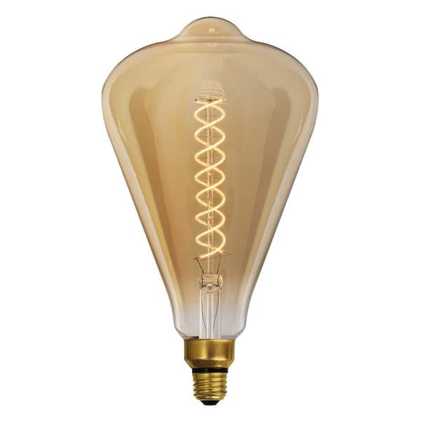 Photo 1 of 60-Watt Equivalent ST52 Dimmable Spiral Filament Oversized Amber Glass E26 Vintage Edison LED Light Bulb, Warm White