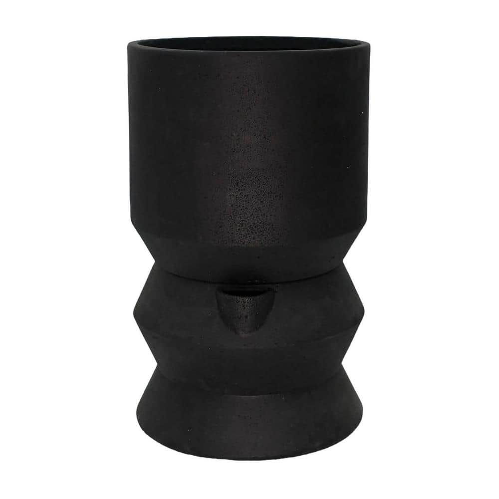11.5 in. L x 11.5 in. W x 18.5 in. H Zigzag Self Watering Planter in Matte Black Stone Decorative Pot (2-Piece) price history on PriceWatchPro