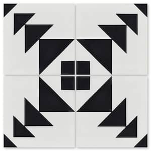 Code Talker A Black and White / Matte 8 in. x 8 in. Cement Handmade Floor and Wall Tile (Box of 8 / 3.45 sq. ft.)