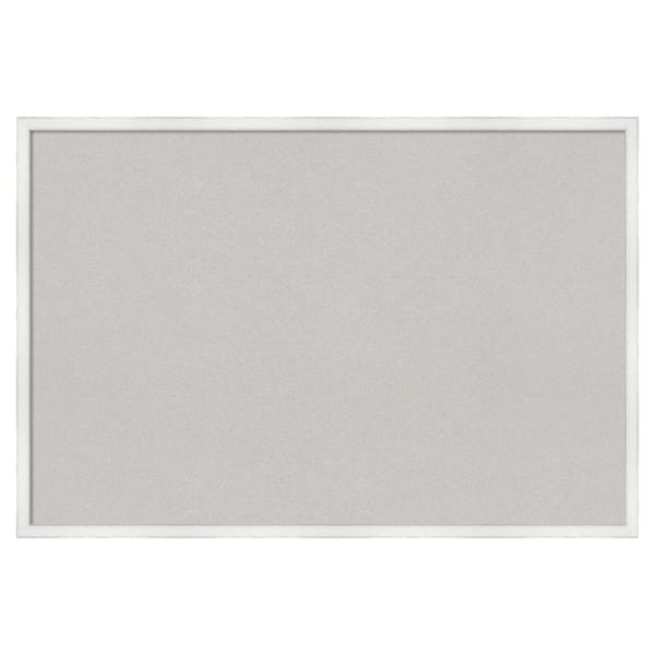 Amanti Art Breeze Distressed White Wood Framed Grey Corkboard 37 in. x 25 in. Bulletin Board Memo Board