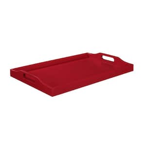 Designs2Go 13.75 in. W x 3.5 in. H x 22 in. D Rectangular Cranberry Red Wood Serving Tray