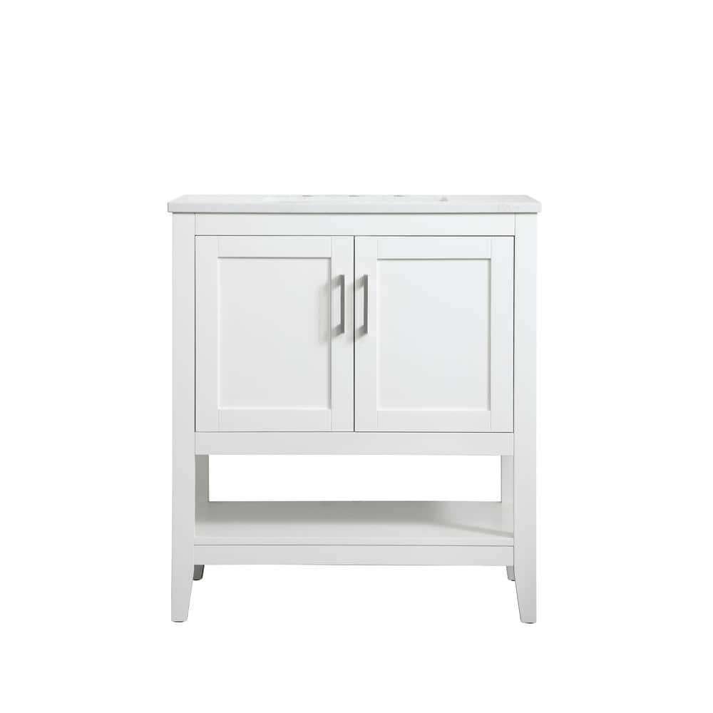 Timeless Home 30 in. W x 19 in. D x 34 in. H Single Bathroom Vanity in Whit