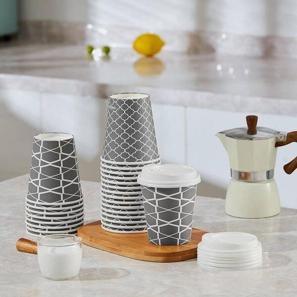 Lynzavix 3.54 in. White Disposable Paper Cups Disposable Tableware Coffee  Cups with Lids (100 Per Case) 29DPH005668 - The Home Depot