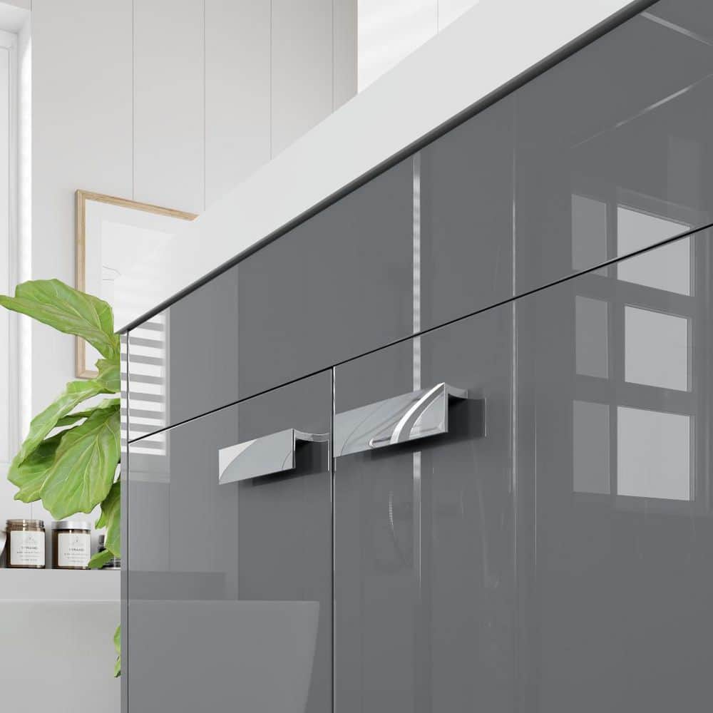 Eviva Lugano 84" Gray Modern Freestanding Double Sink Vanity with Acrylic Top