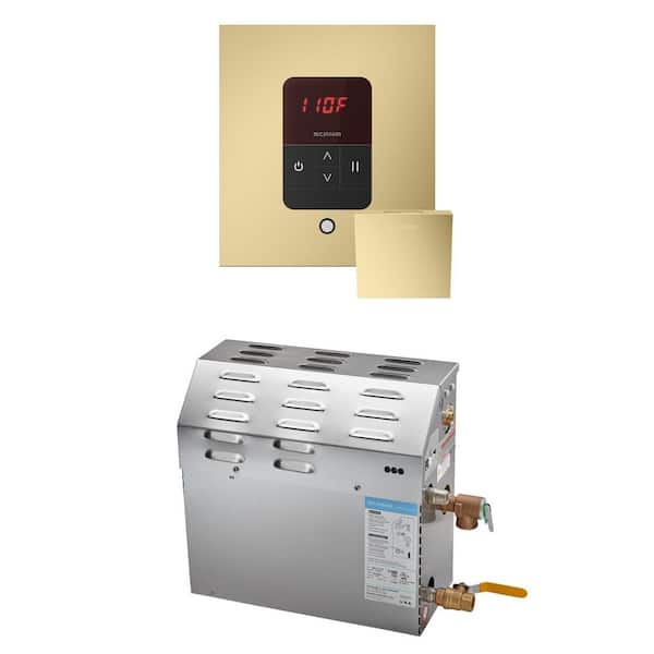 Mr. Steam MS 9 kW (9000 W) Steam Shower Generator Package with Square iTempo Control in Satin Brass