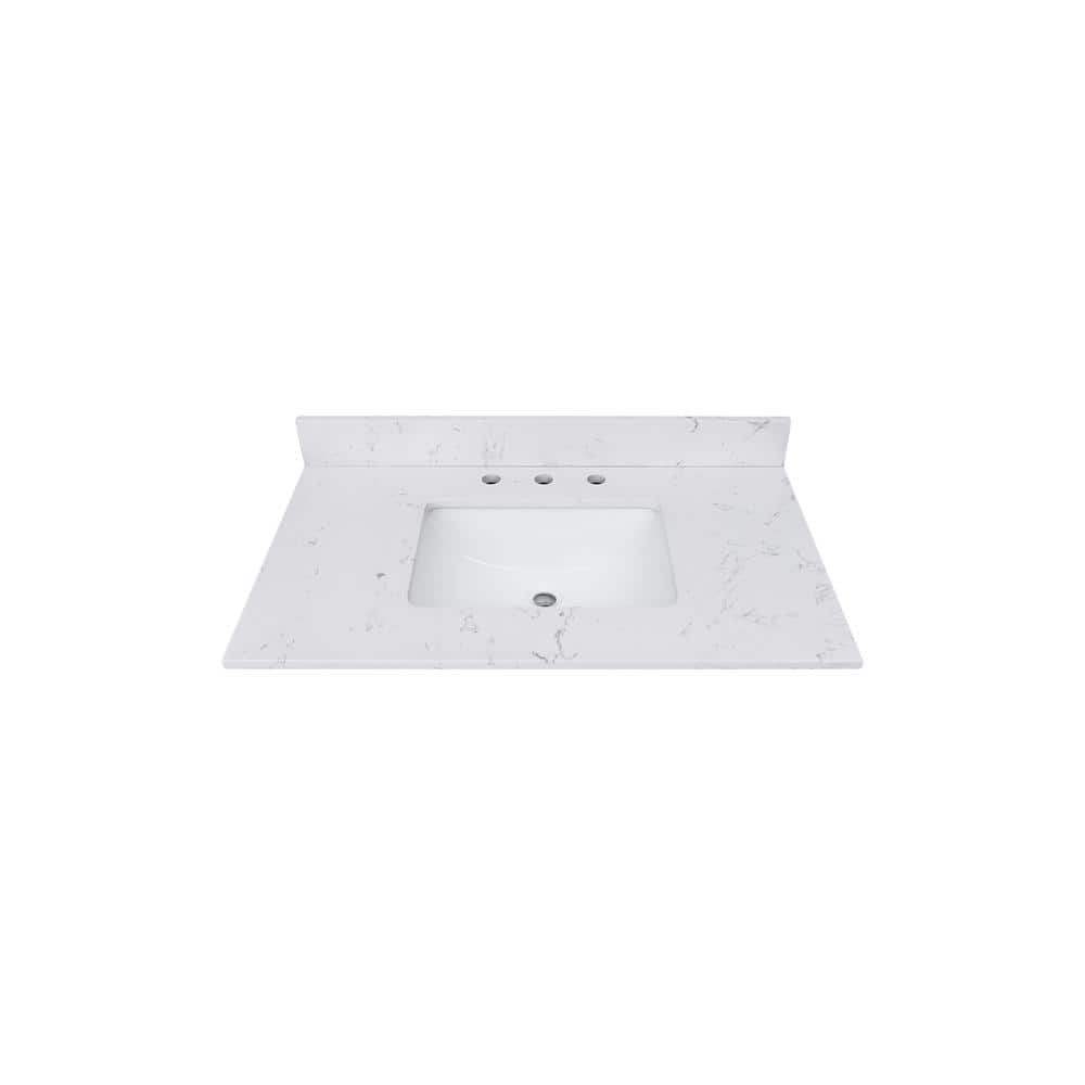 Home Decorators Collection 37 in. W x 22 in D Engineered Stone White ...
