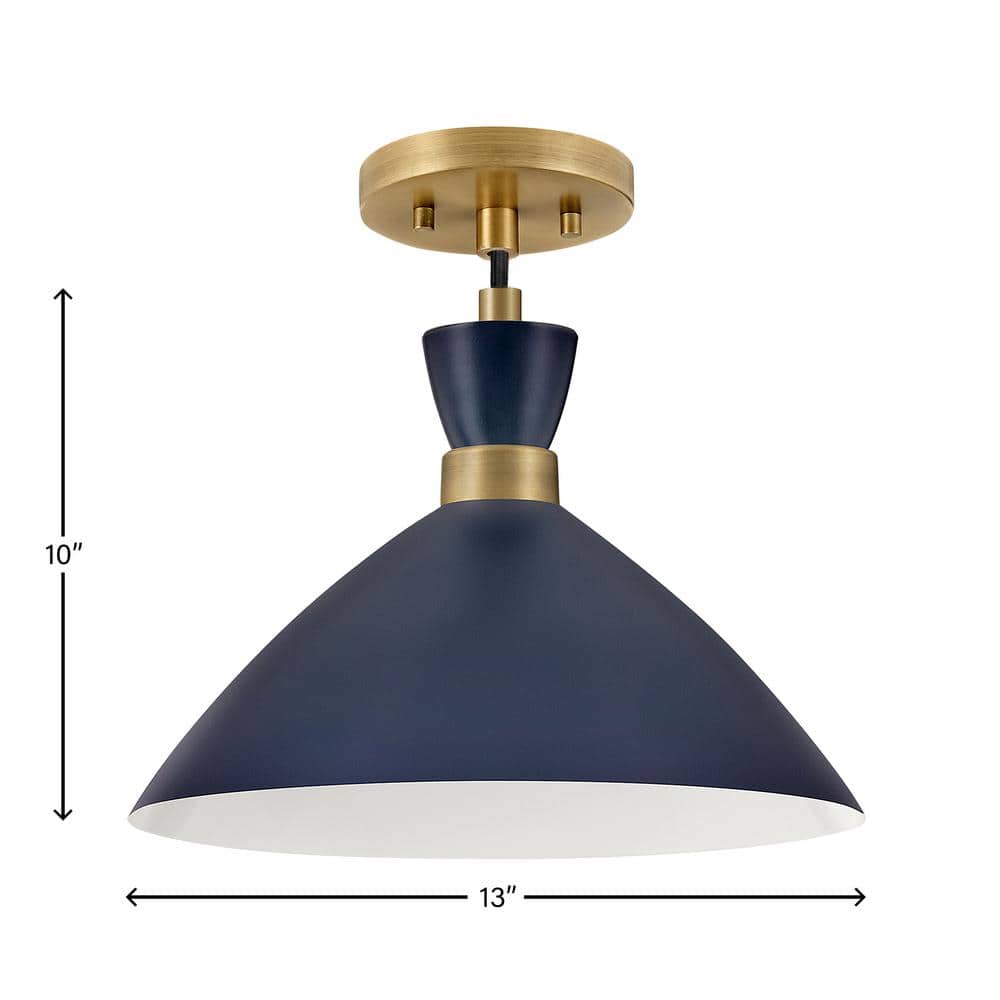 Simon Matte Navy & Heritage Brass 1-Light Pendant